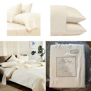 Montage Home Vintage wash KING sheets set 5 pc set natural ivory off-white NIP